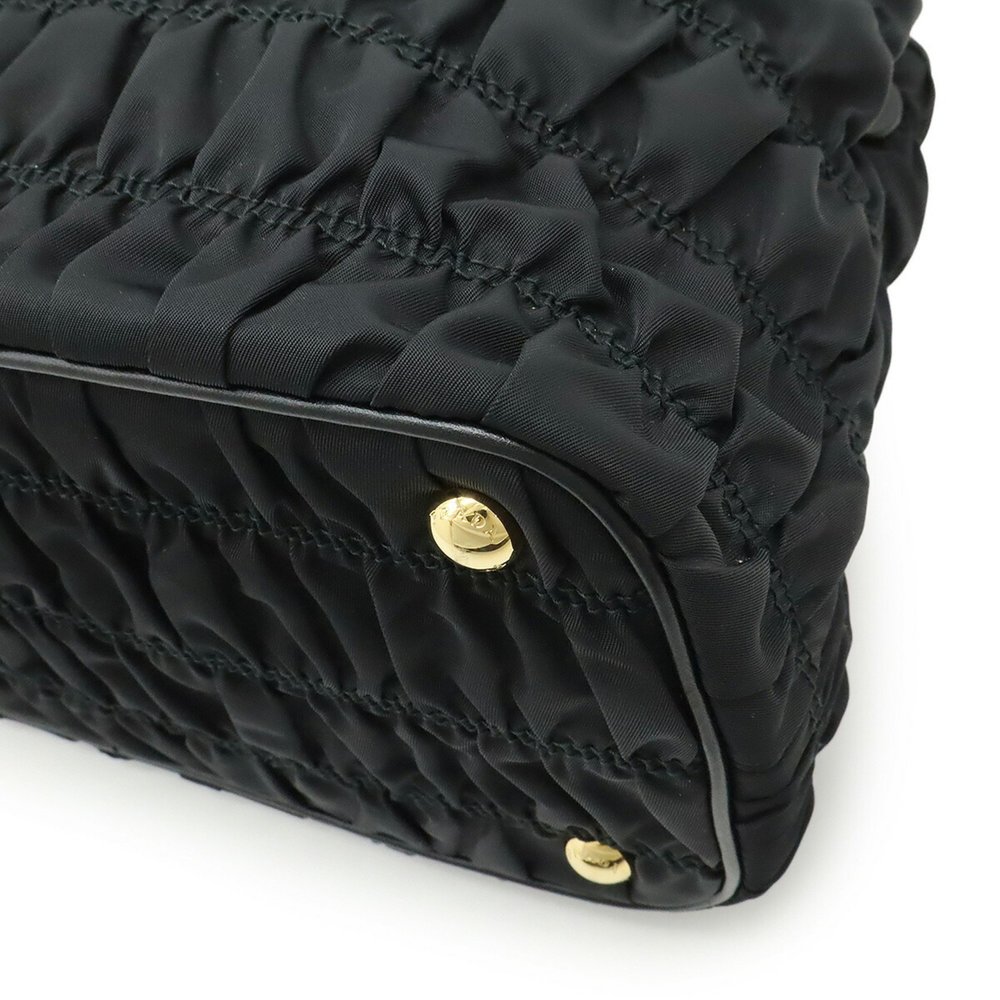 PRADA Gathered Handbag/Shoulder Bag in Nylon and Leather (NERO) Black (1BA173) - Picture 4 of 10